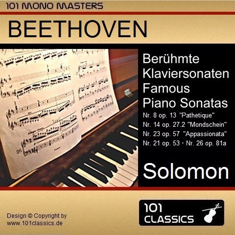 Cover BEETHOVEN Klaviersonaten Pathetique, Mondscheinsonate, Appassionata u. a. - SOLOMON (Historische Mono-Aufnahmen)