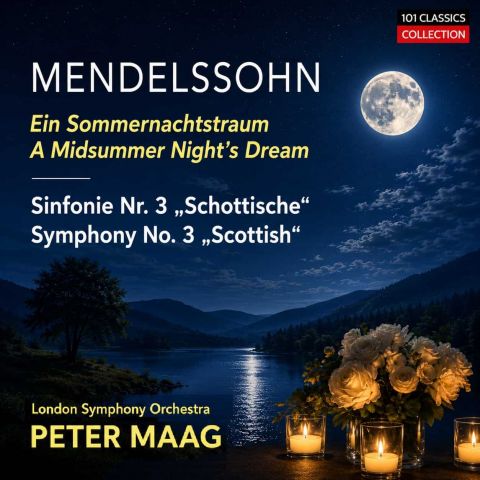 Cover MENDELSSOHN Sinfonie Nr. 3 in a-moll op. 56 „Schottische“ & Ein Sommernachtstraum - London Symphony Orchestra - PETER MAAG